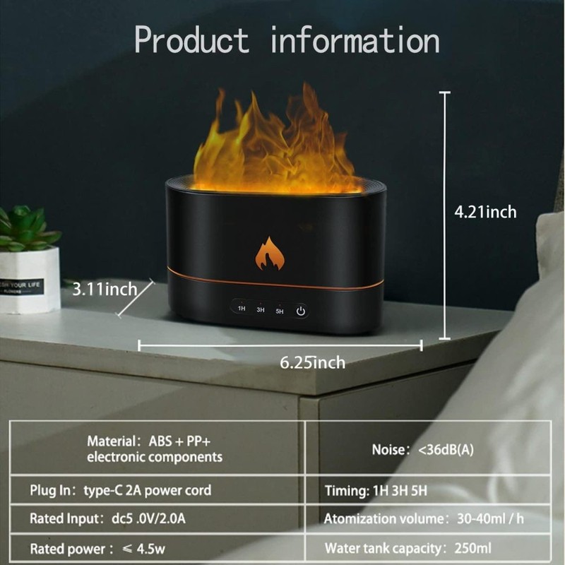 250ml LED Flame Essential Oil Diffuser Aroma Air Humidifier Bedroom Aromatherapy gallery