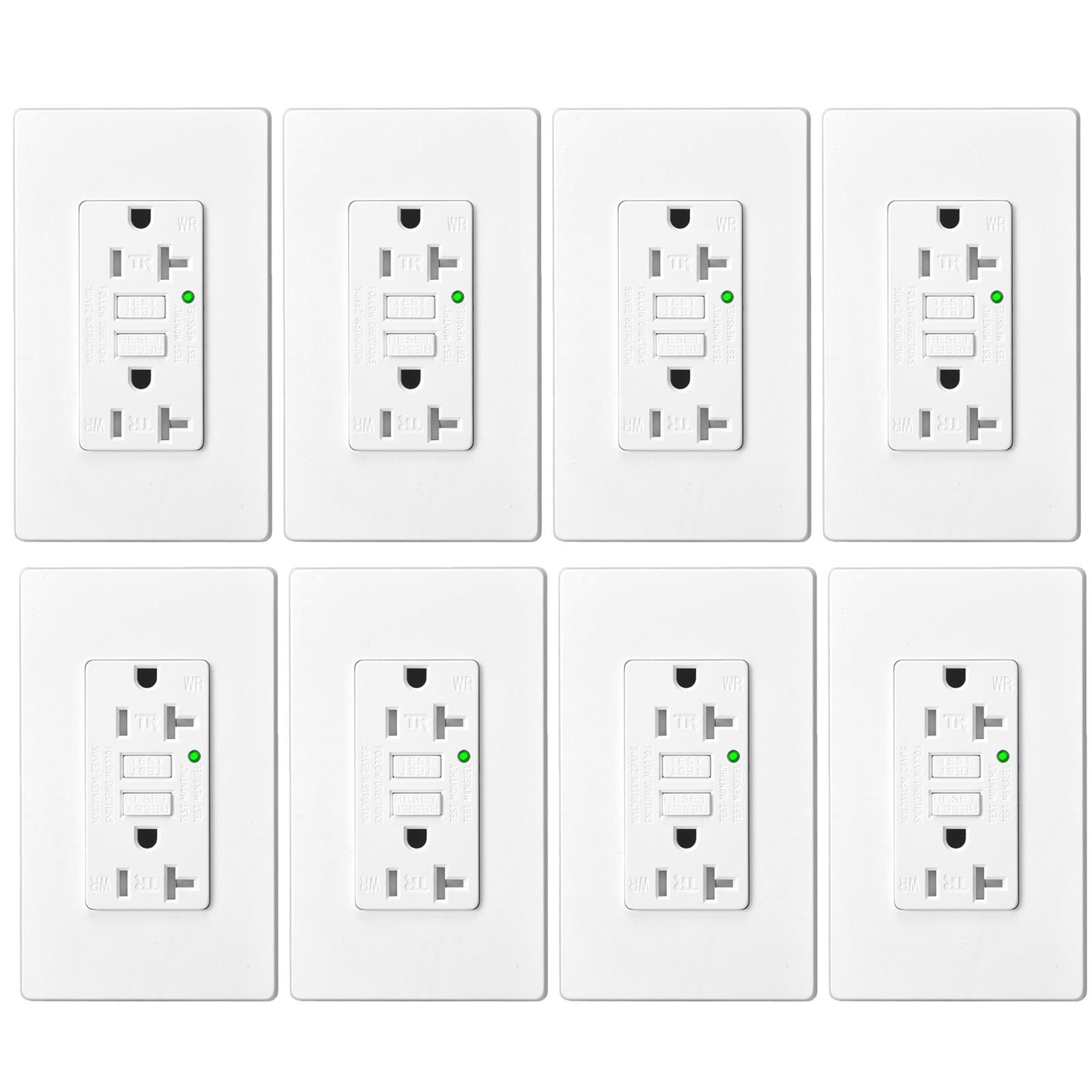 20A GFCI Outlet Tamper Weatherproof Self-Test ETL FCC Listed LED Status Light ×8 gallery