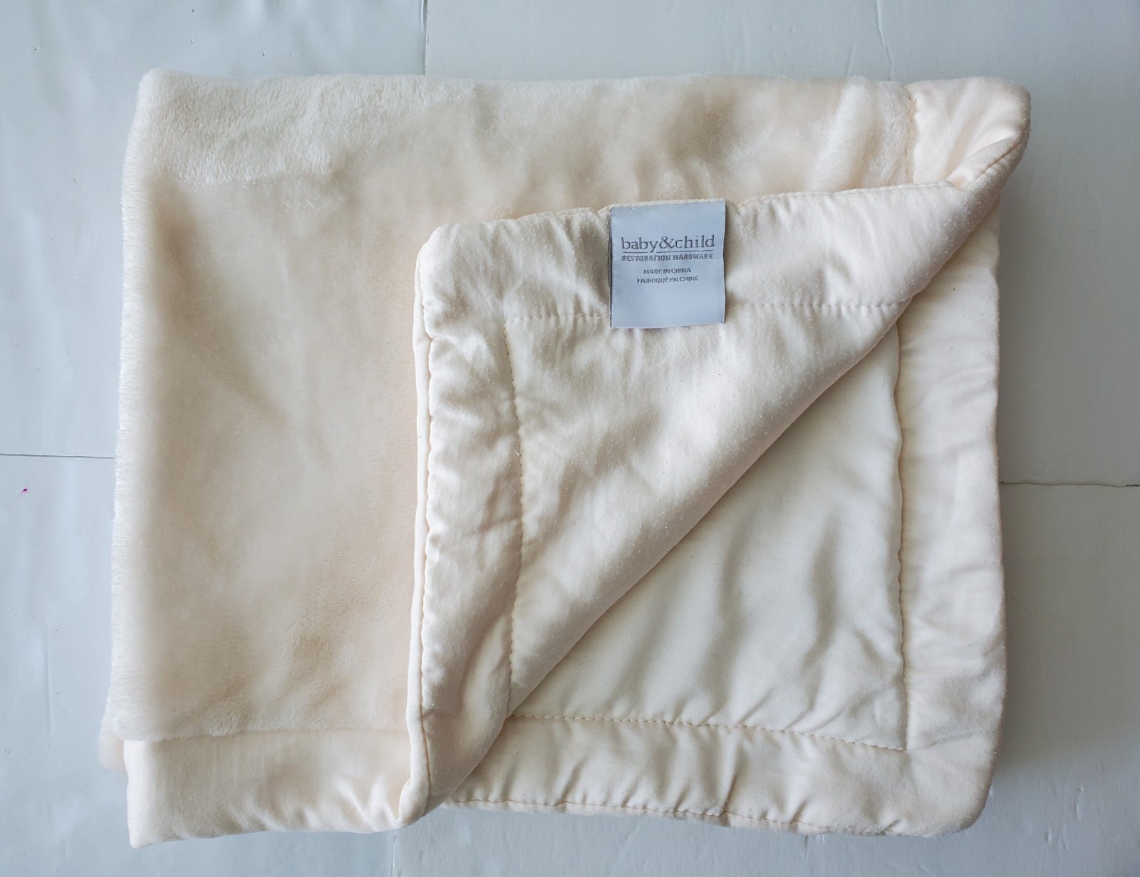 Restoration Hardware Baby & Child Plush Travel Blanket In Ivory Throw 35" x 29" gallery