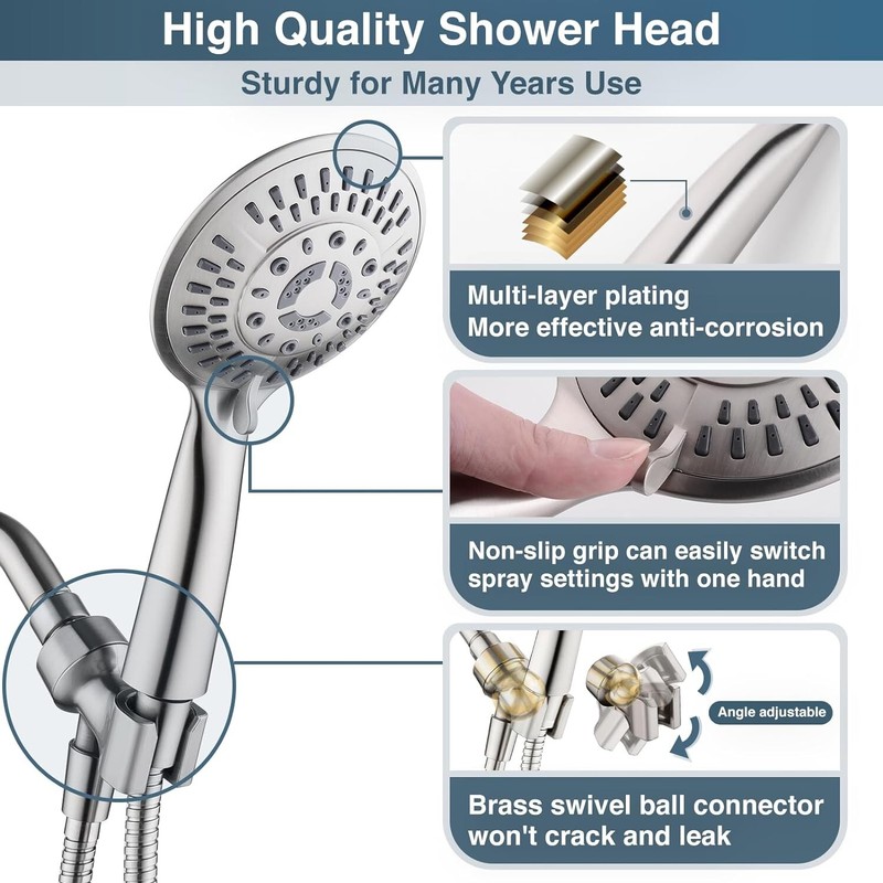 High Pressure 9 Spray Settings Handheld Shower Head Set PSS9900-02 gallery