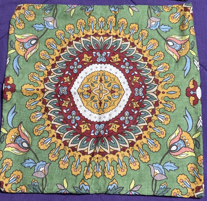 Pottery Barn Della Floral Medallion Pillow Case Paisley Square Zipper 18" x 18" gallery