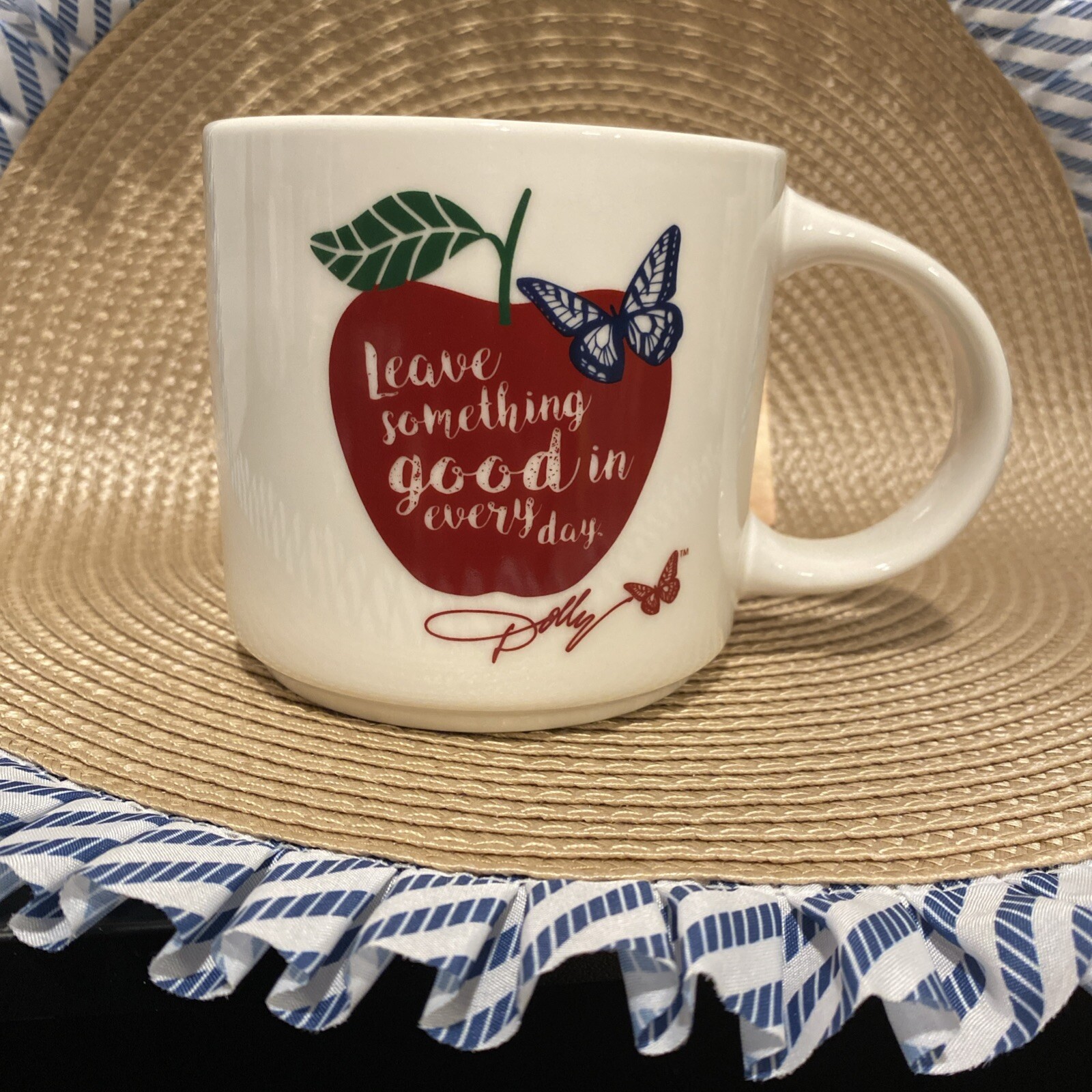 Dolly Parton Leave Something Good In Every Day Apple Butterfly Coffee Mug White gallery