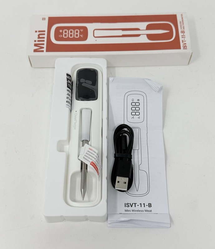 CharMeter ISVT-11-B Mini Wireless BBQ Meat Thermometer with Probe & USB Cable gallery