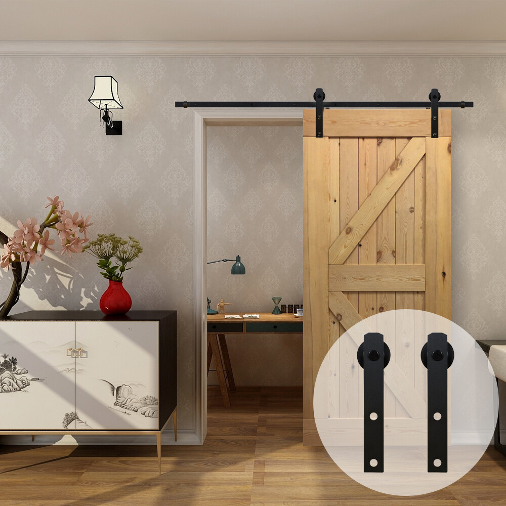 Sliding Barn Door Hardware Track Kit 4FT/5FT/6FT/6.6FT/8FT for Single Wood Door gallery