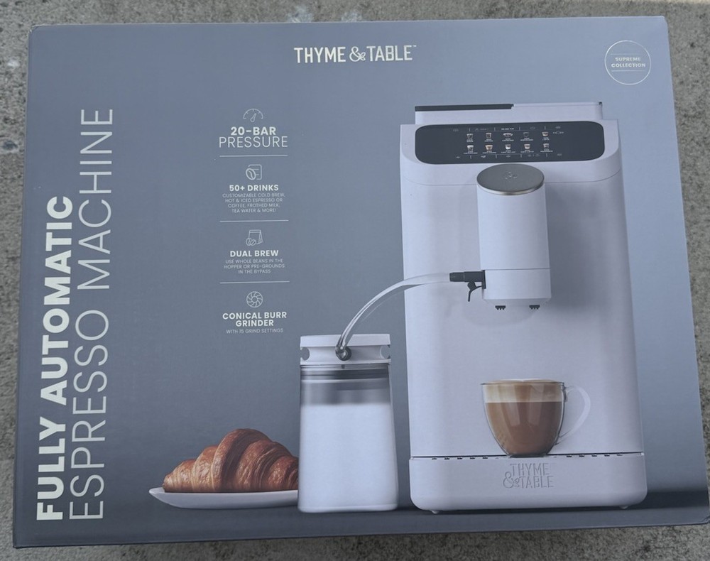 THYME & TABLE FULLY AUTOMATIC ESPRESSO MACHINE SAND WHITE✅SEALED BOX✅🔥‼️