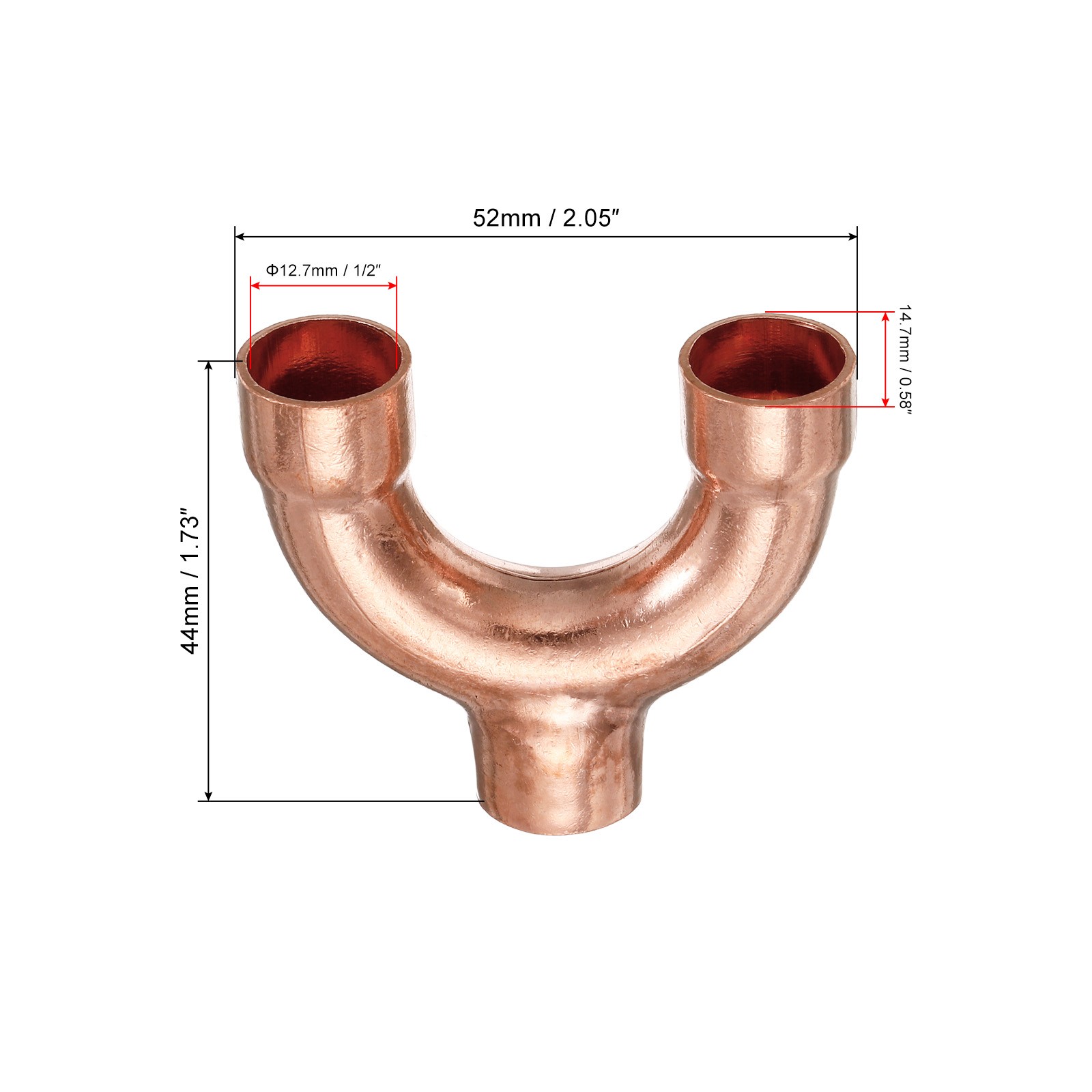 4 x Tee Y Shape Copper Fitting Welding Joint Split Union Intersection 1/2" ID gallery