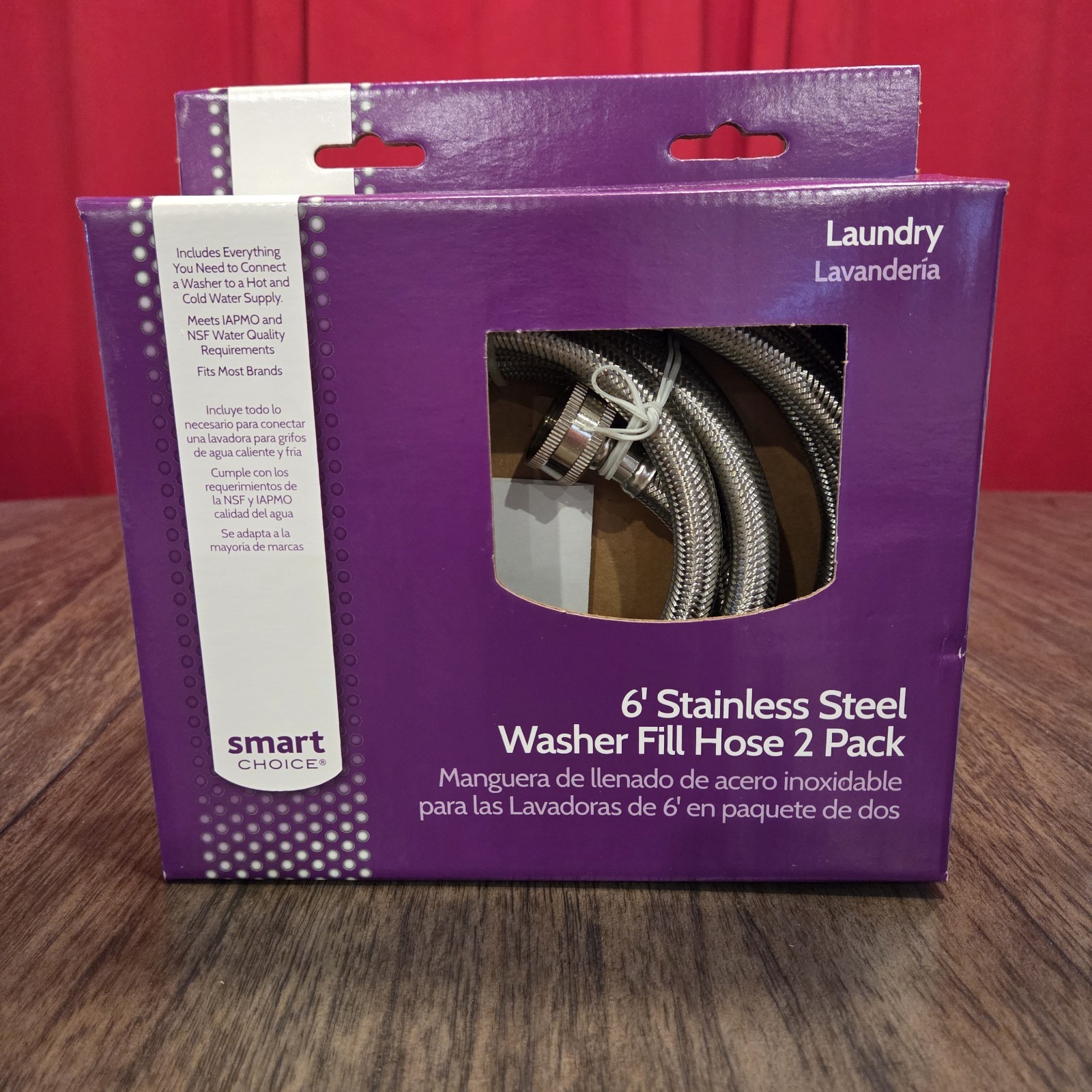 Smart Choice - 6' Stainless-Steel Washing Machine Fill Hose (2-Pack) gallery