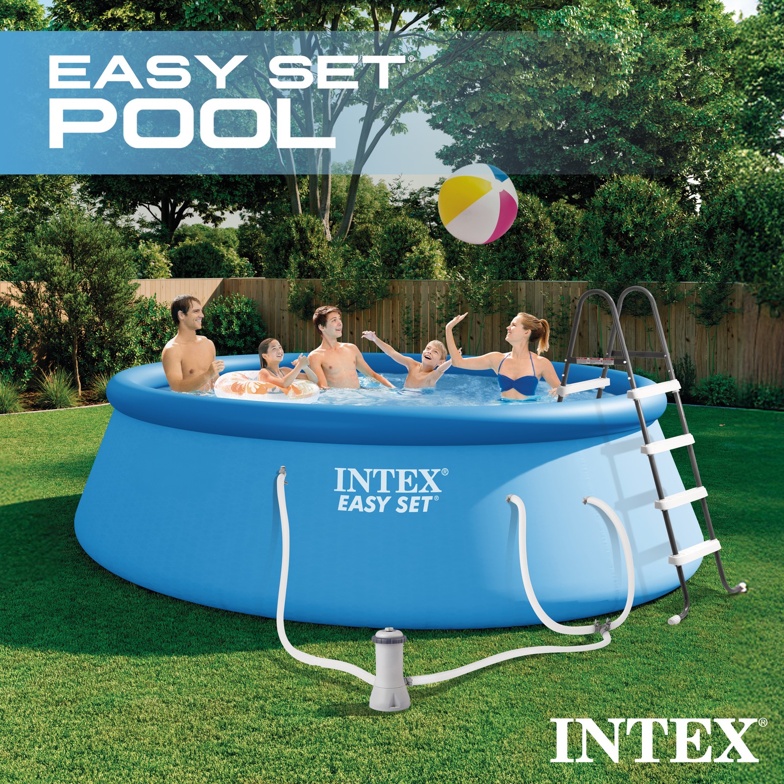 Intex 15' x 48" Inflatable Easy Set Above Ground Swimming Pool w/ Ladder & Pump gallery