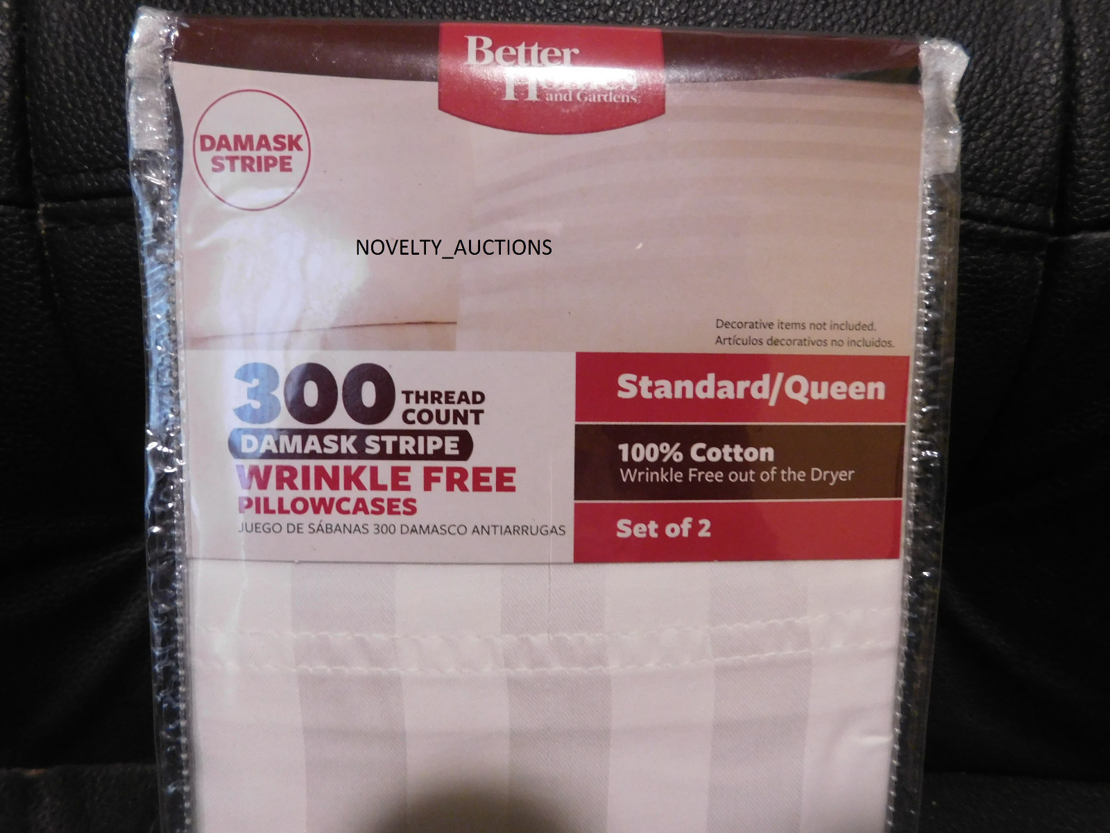 ZAQ Better Homes 300 Thread Count Wrinkle Free Damask Stripe Pillow cases white gallery