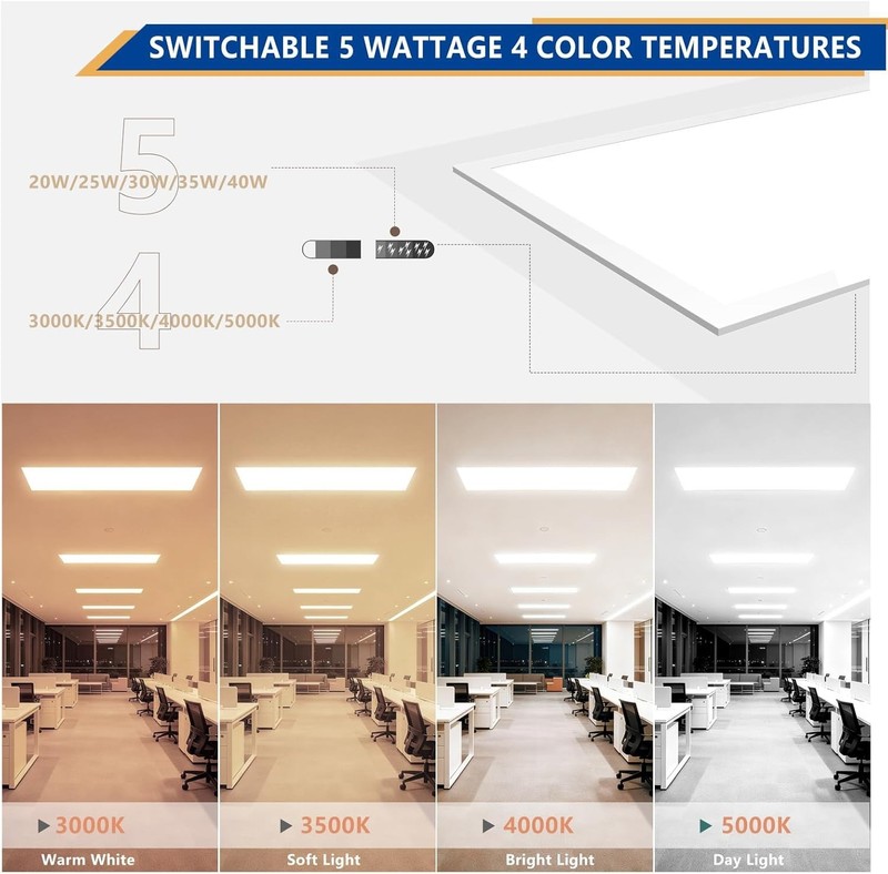 2-PACK 2x4' LED DROP CEILING Panel Light 25W/30W/35W/40W/50W 7500 Lumens 4 CCT gallery