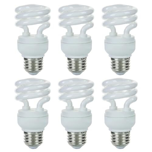 6 Pack Mini Spiral Light Bulb 4100K Helical Compact Fluorescent, 9W, 500LM , E26 gallery