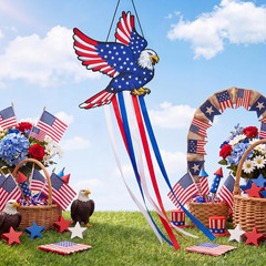 40 Inch Eagle Windsock Decoration, Heavy Duty American Wind Socks Independence D