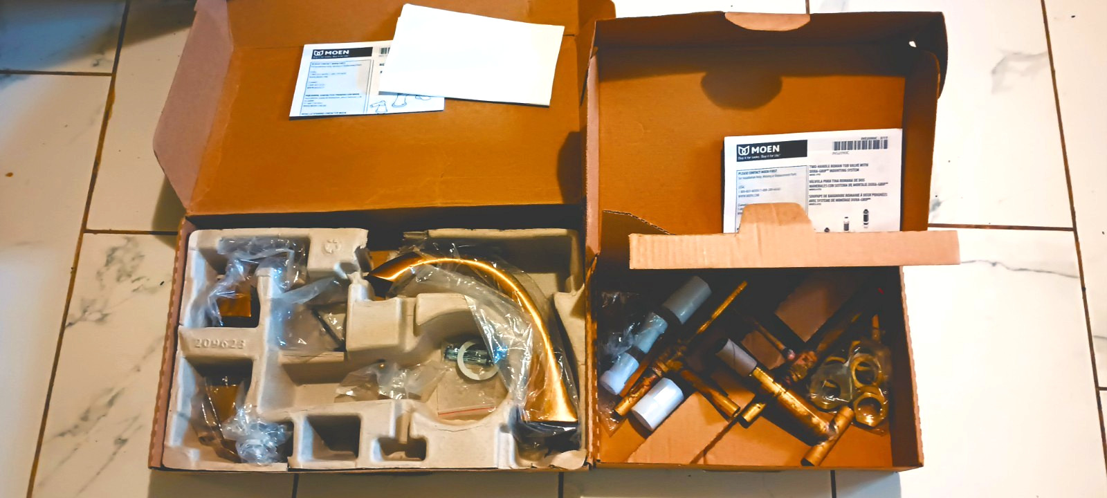 Moen Voss 2- Handle Roman Tub Faucet Kit Brushed Gold T693BG & M-Pact Valve Kit gallery