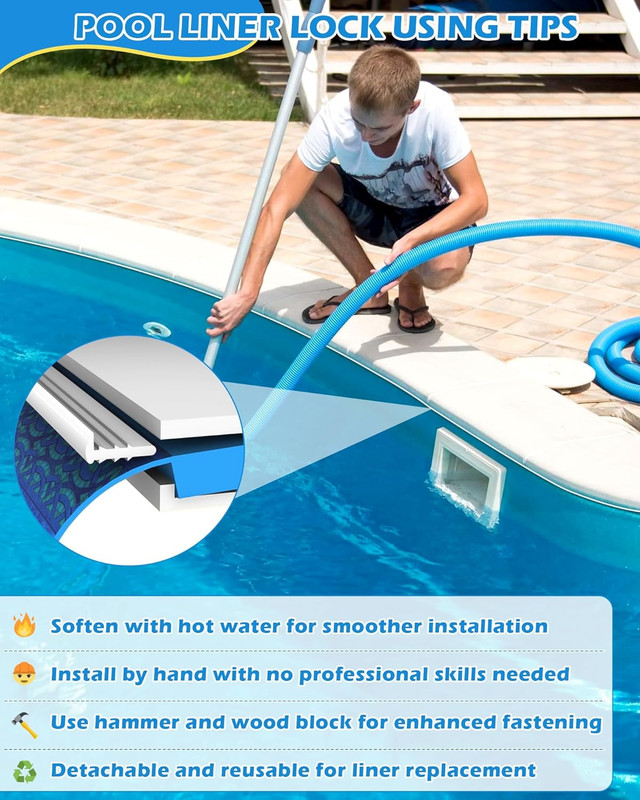 Plastic 120Ft Roll QP1562 Swimming Pool Liner Lock Beaded Wedge T-Shape gallery