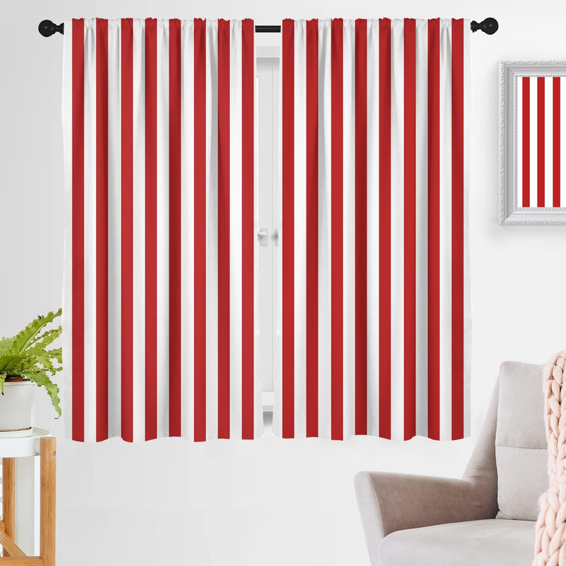 Zokyer Red And White Striped Window Curtain Gothic Goth Minimalist Funky Modern gallery