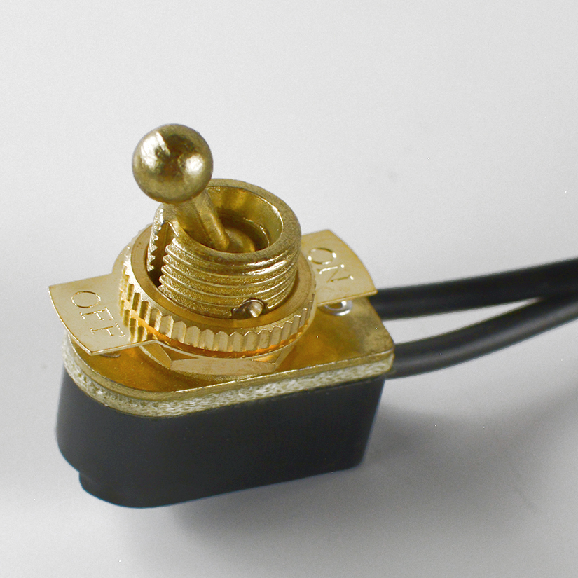 Toggle Switch on/off - Brass Plated - 6A/120V - Steampunk Switch 2-Wire gallery