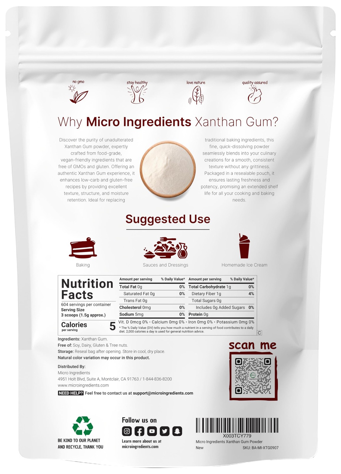Micro Ingredients Xanthan Gum Powder 2lb (32oz) Premium 2 lbs (Pack of 1) gallery