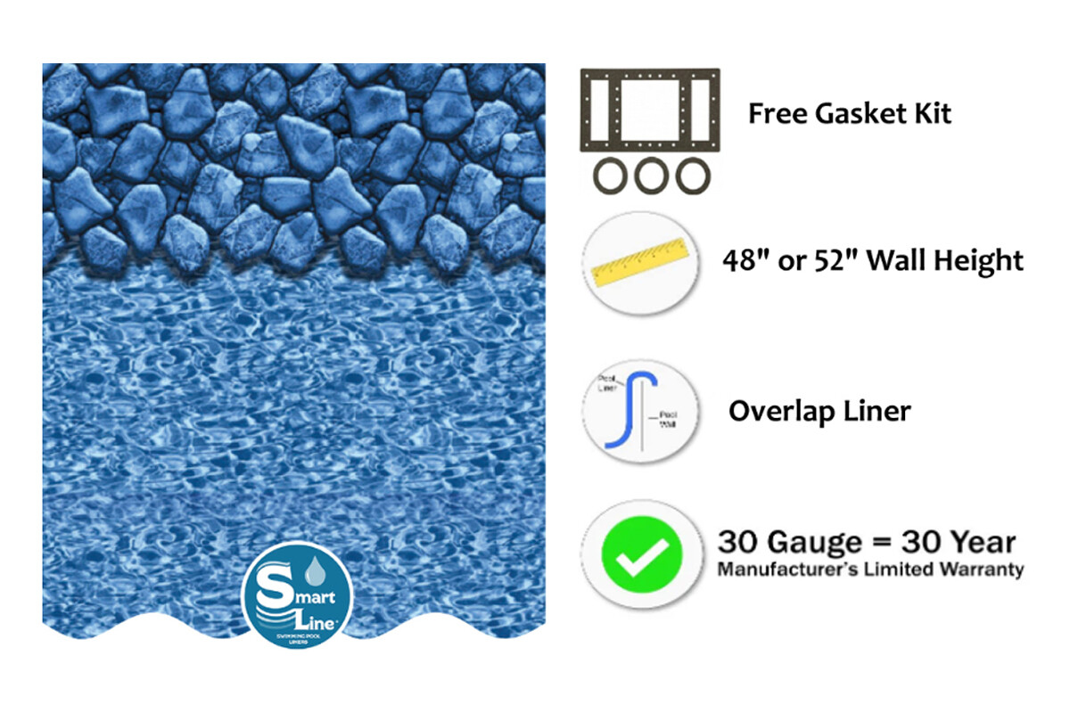 SmartLine Boulder Swirl Overlap Above Ground Swimming Pool Liner - 30 Gauge gallery