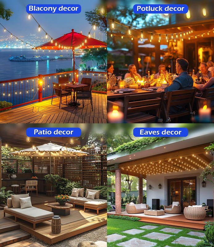 120FT LED Outdoor String Lights with 30+2 Edison Shatterproof Waterproof Bulb... gallery
