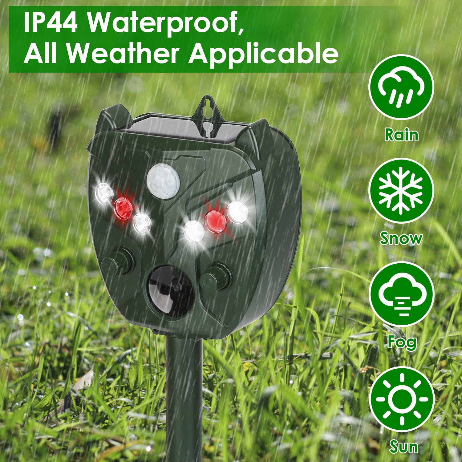 Ultrasonic Animal Repeller Solar Powered, Cat Repellent with Motion Detection gallery