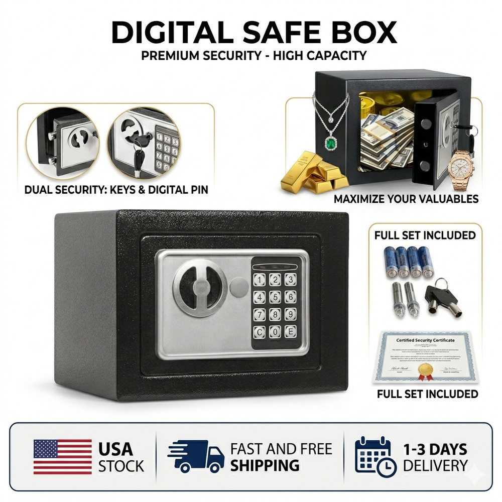 Digital Safe Box fireproof Security lock box for Home Office Cash Jewelry Gun