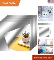 Thin and Lightweight Self-Adhesive Mirror Panels – 10x 6×6” for Easy Decor