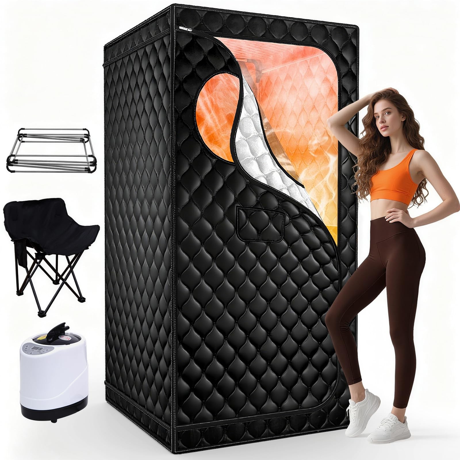 Portable Sauna for Home, Upgraded 1 Person Sauna/71”x 35”x 35”, Black gallery