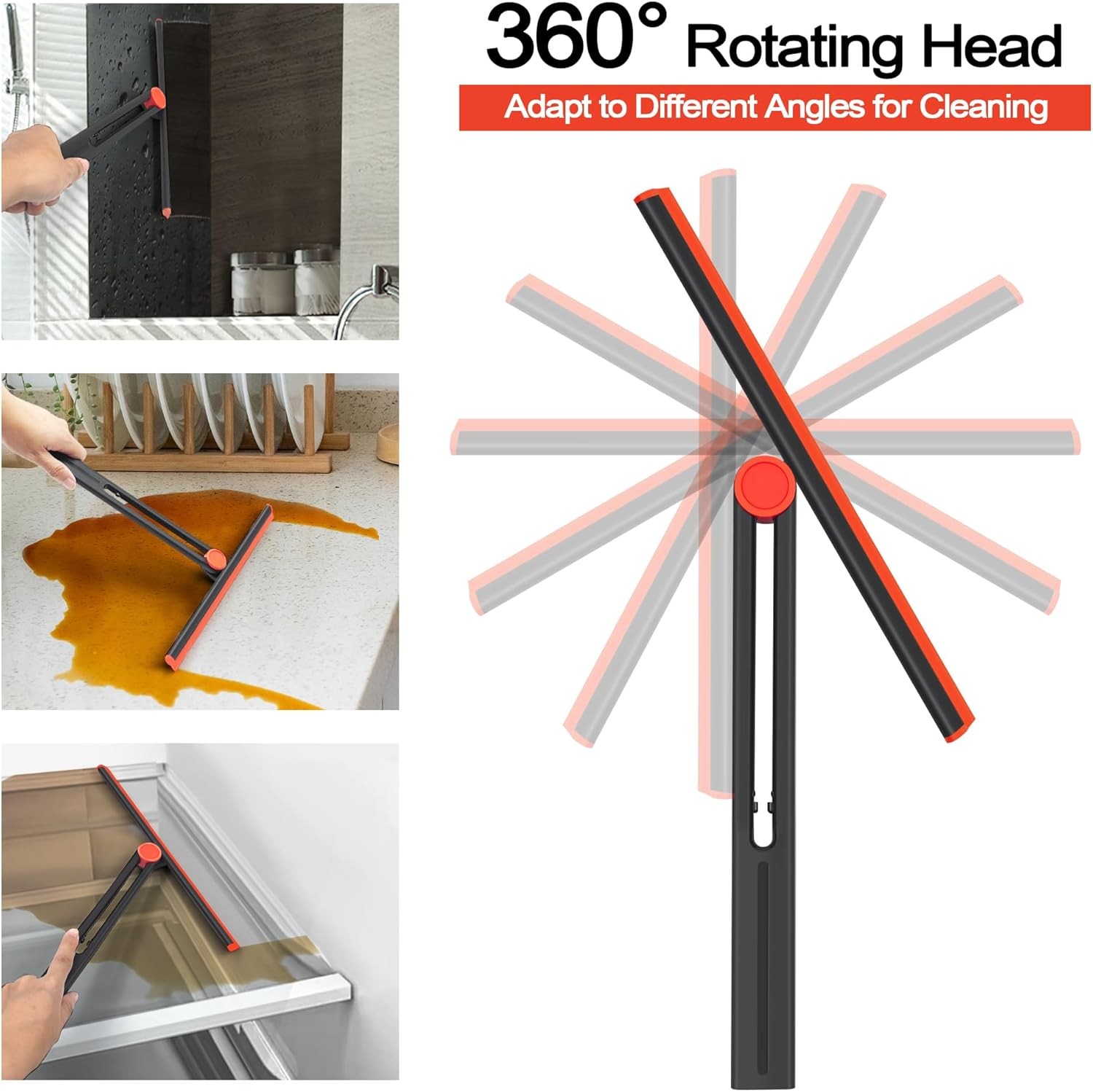 Shower Squeegee for Glass Doors with 2 Pack Multi-Purpose 360° Rotating Window gallery