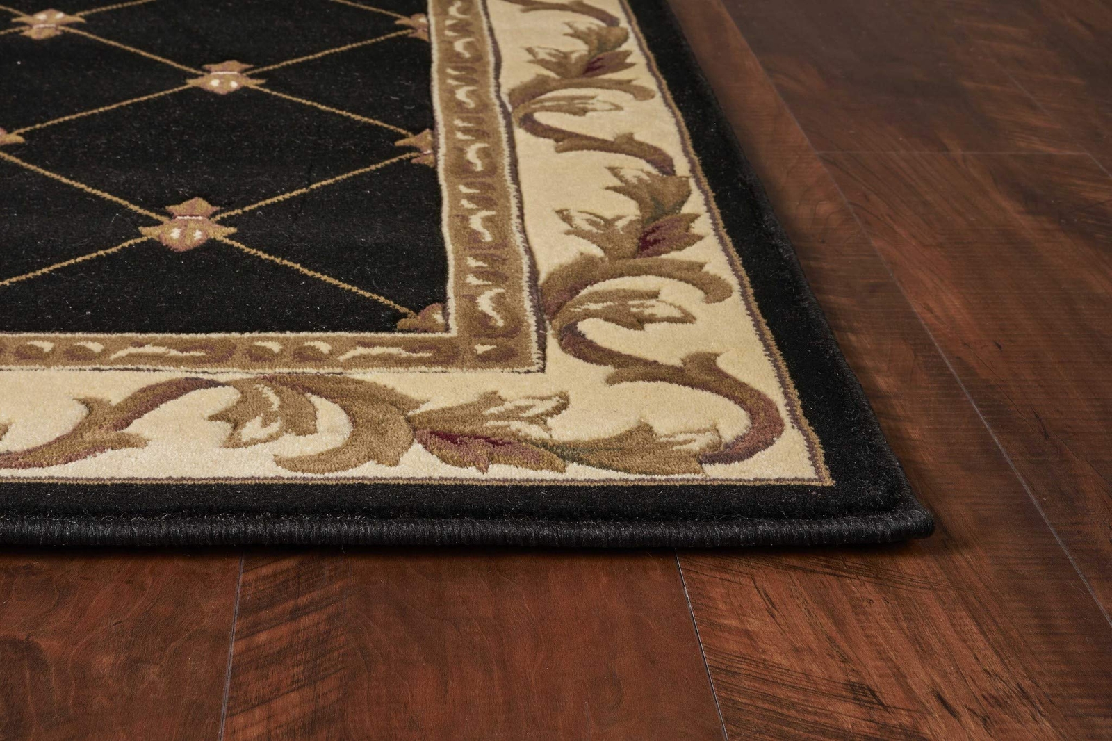 2' X 3' Black Machine Woven Hand Carved Fleur De Lis Indoor Accent Rug gallery
