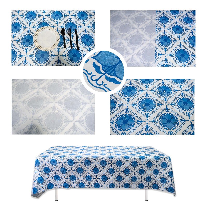 Rectangle Vinyl Flannel Backed Tablecloths Heavy Duty Waterproof Table Cover gallery