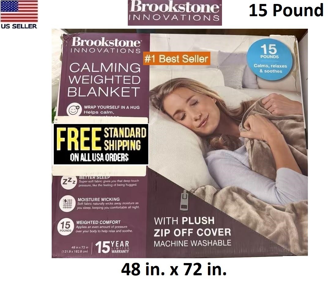 Brookstone Innovations Calming 15 lbs Weighted Blanket Throw Blanket 48 in.x72. gallery