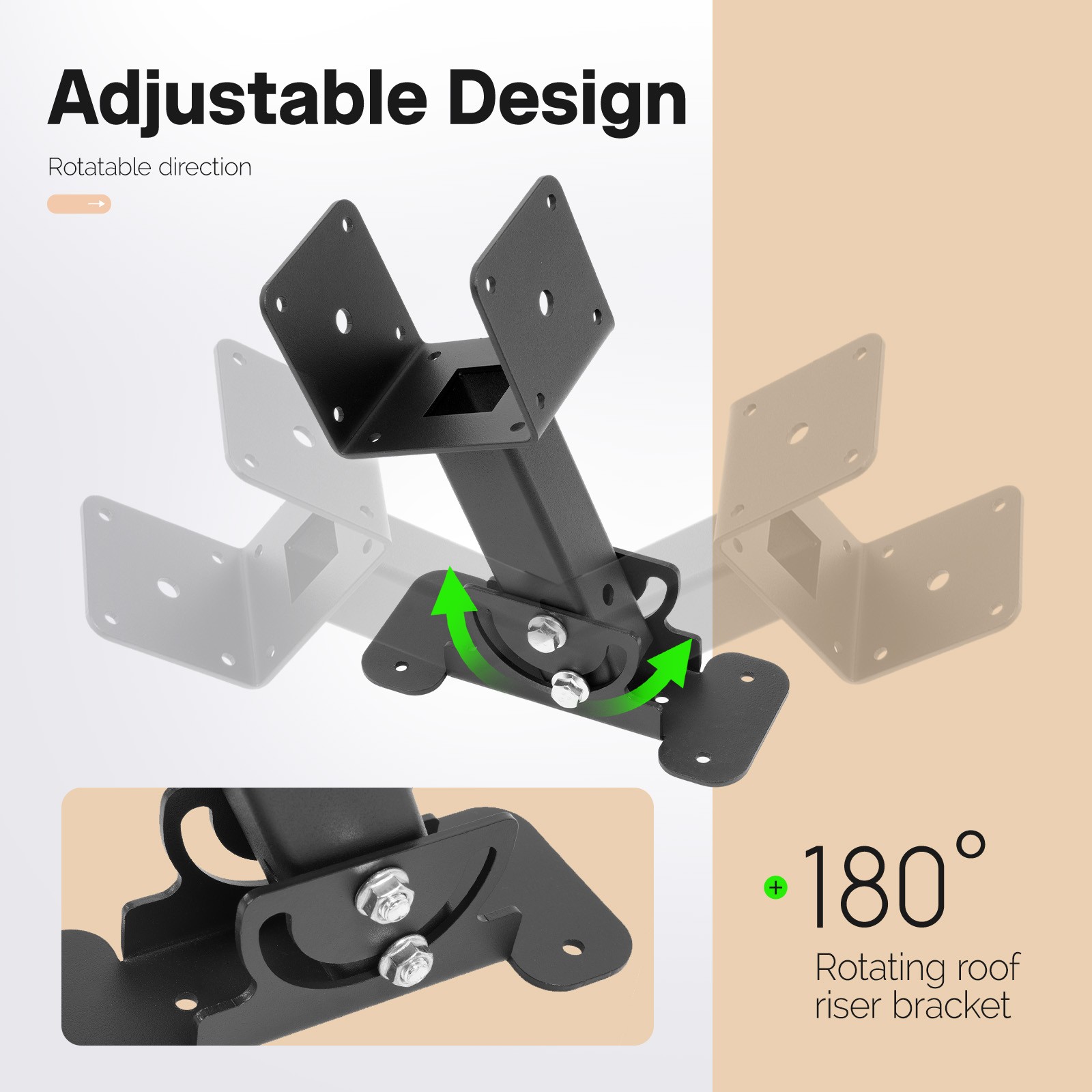 3Pcs Adjustable Roof Riser Brackets Pergola Beam Brackets For 3-1/2" Wood Post gallery