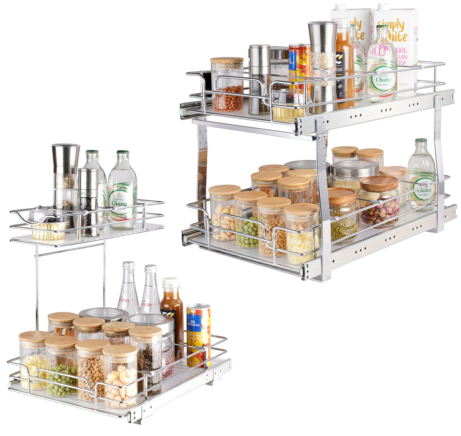 VEVOR 2-Tier Kitchen Cabinet Pull Out Shelf Organizer Slide Out Drawer gallery