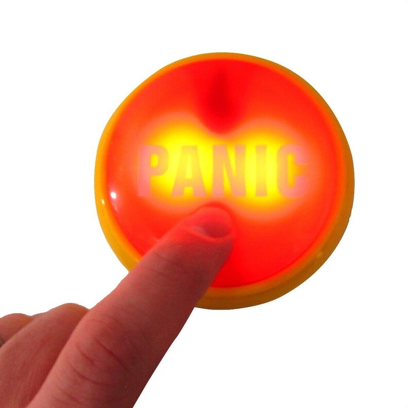 FLASHING PANIC BUTTON Funny Office Desk Gift Gag Joke Prank Alert Alarm Sound gallery