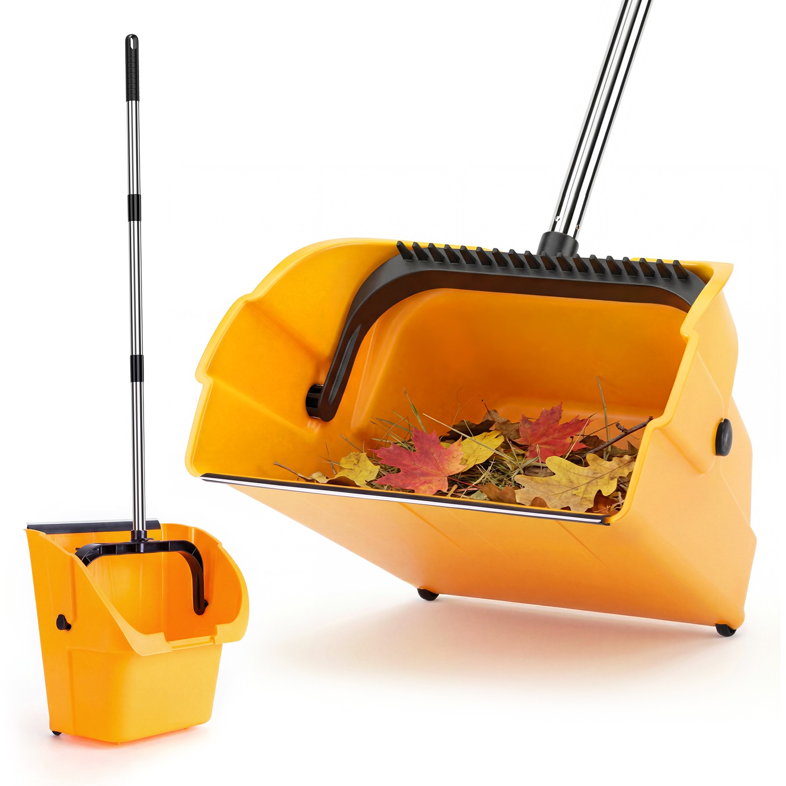 Extra Large Debris Dustpan Rolling Dustpan Jumbo Debris Pan with Handle & Wheels gallery