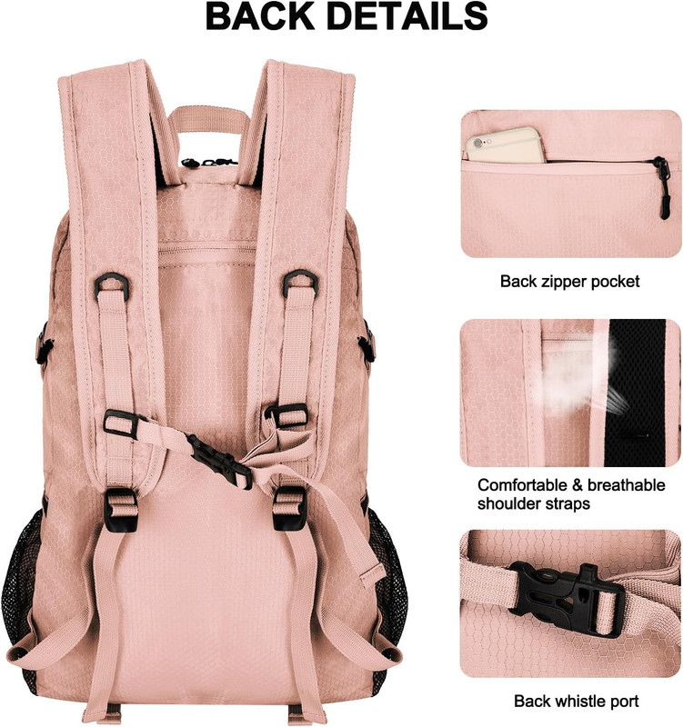 45L Hiking Backpack Lightweight Foldable, Waterproof Camping Backpack with Rain 5