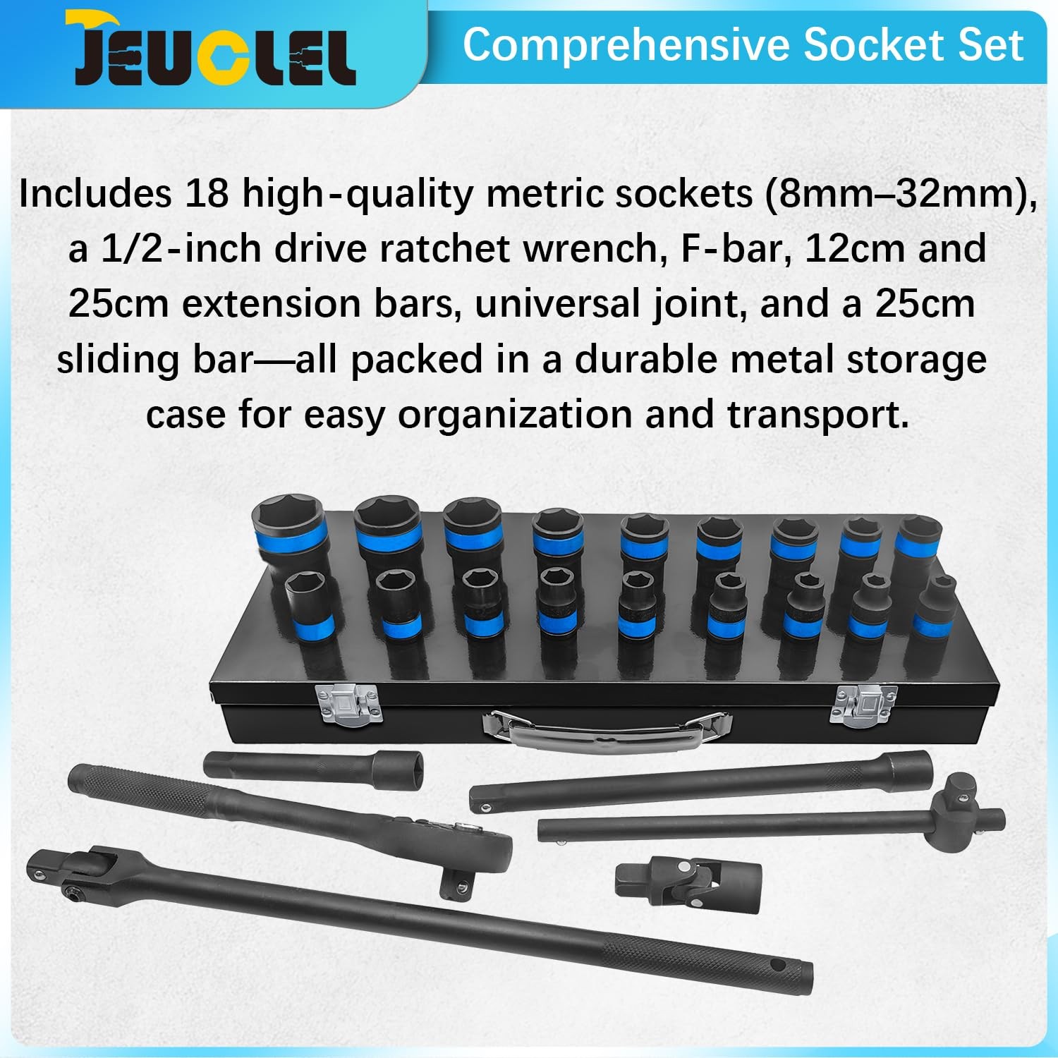 24 Pcs Metric 1/2 Inch Drive 6-Point Standard 8-32mm Socket Ratchet Wrench Se... gallery