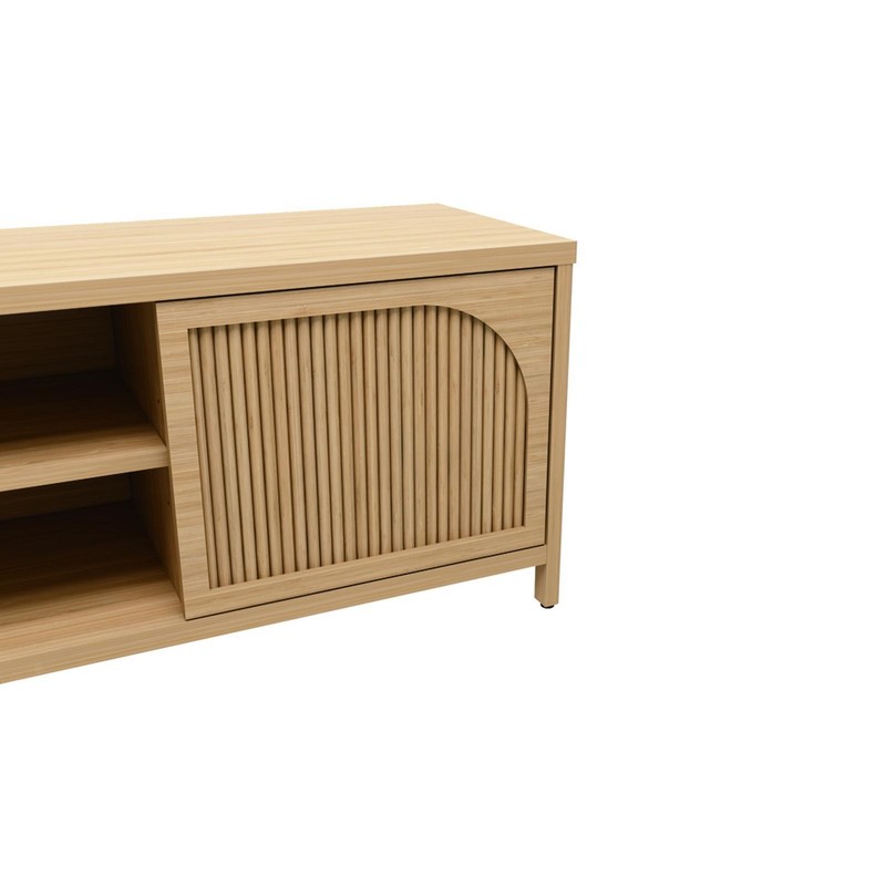 Multi-Purpose Bamboo TV Console with Doors & Shelving - Ideal for Organized gallery