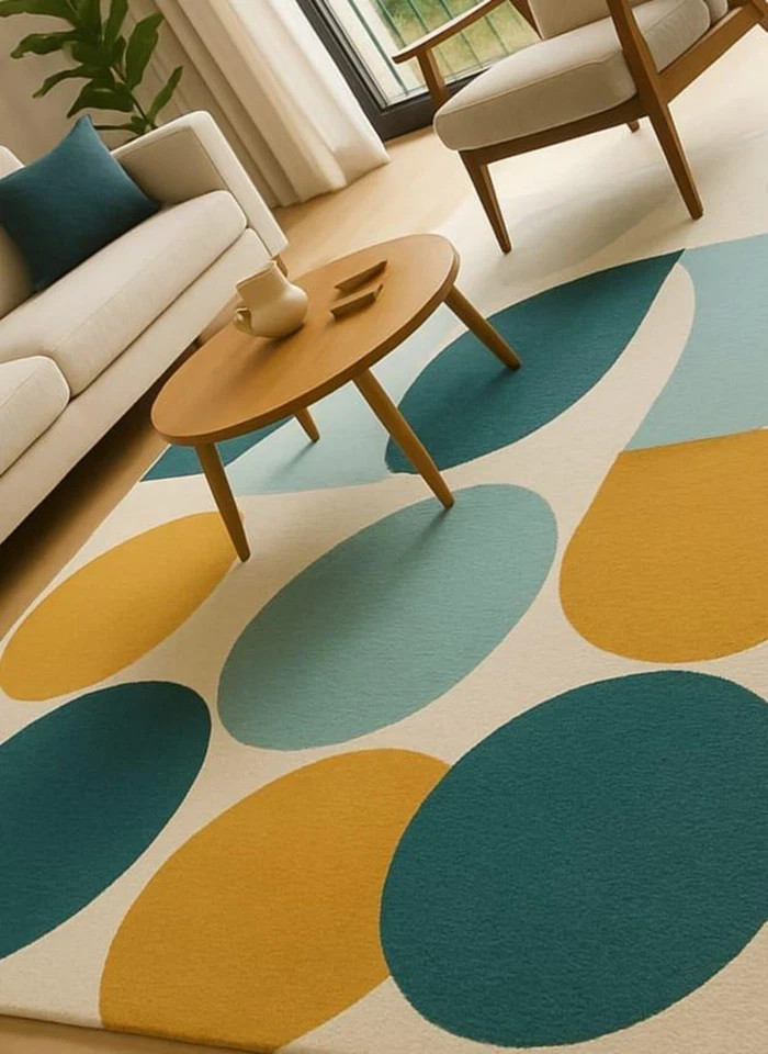 New handmade Hand Tufted Wool Rug: Modern Geometric Circle Design carpets rug gallery