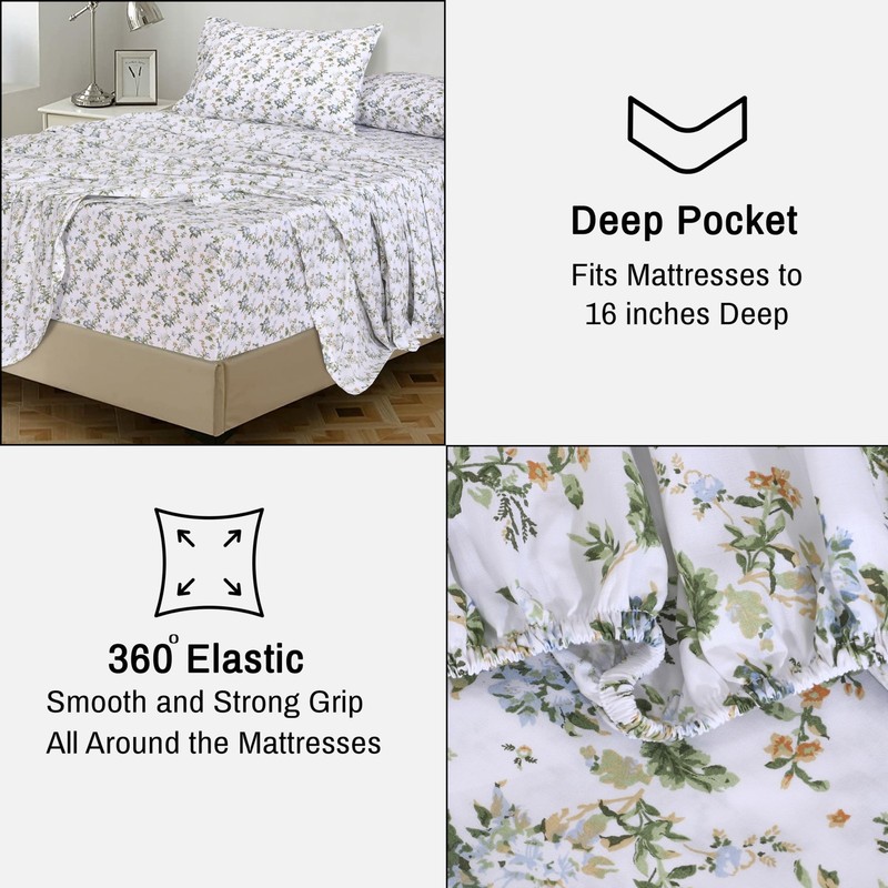 100% Cotton Percale Sheets King Size Crisp Cooling Bed Sheets for Hot Sleepers gallery