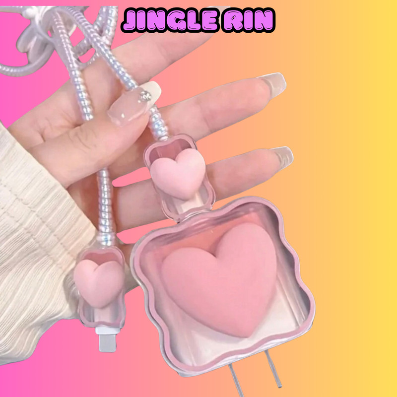 5pcs Pink Heart-Shaped Charger Protective Cover Compatible With Iphone 18W/20W
