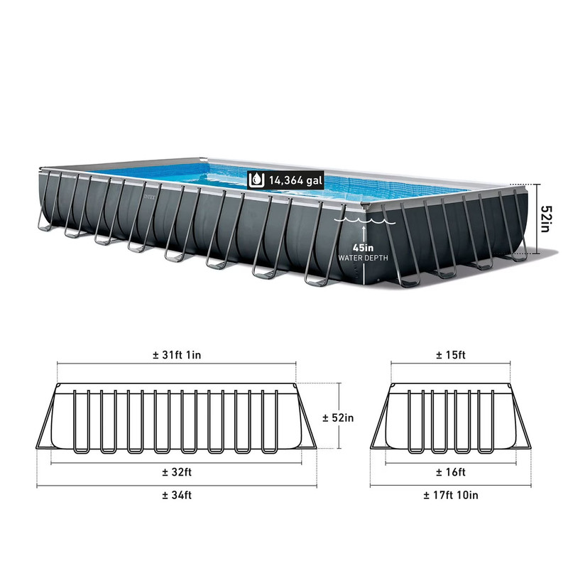 Intex Ultra XTR Rectangular L 32' x W 16' x H 52" Above Ground Swimming Pool gallery