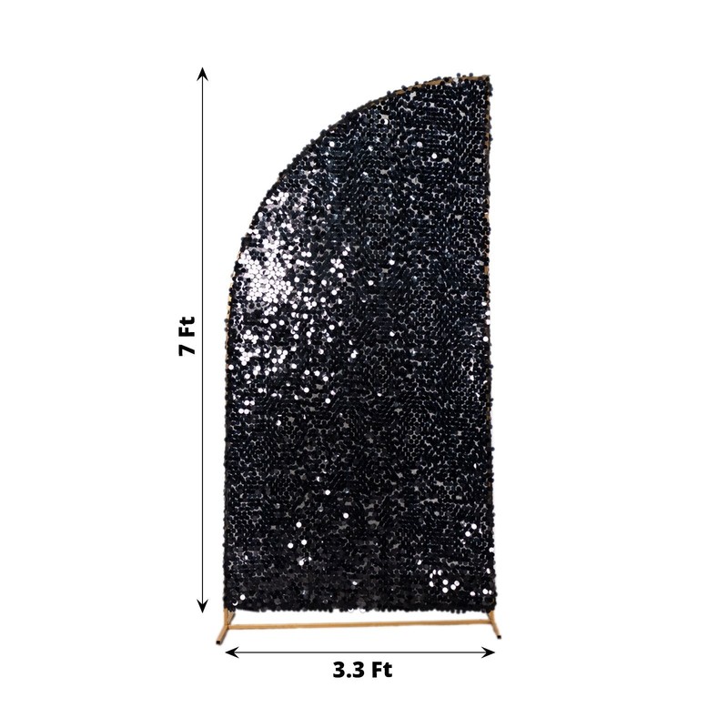 7 ft BLACK Double Sided Big Payette Sequin Half Moon Arch STAND COVER Party gallery