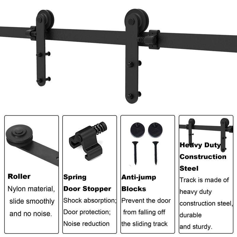 4-20FT Sliding Barn Door Hardware Closet Track Kit Single/Double/Bypass 2 doors gallery