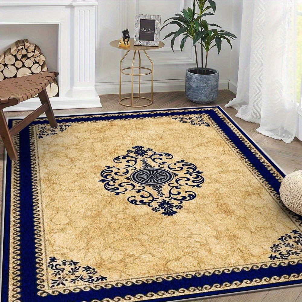 Velvet Area Rug,Extra-Large Luxury Soft Carpet,European Classic Pattern in Blue gallery