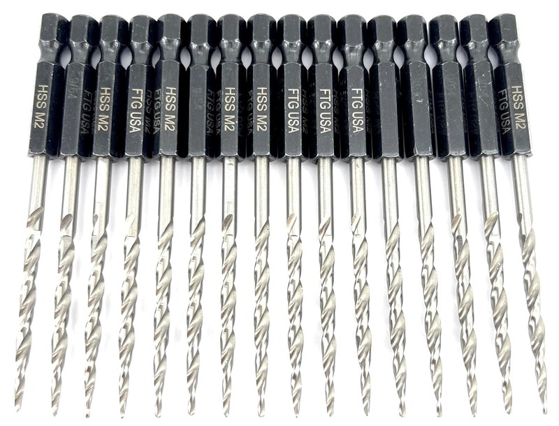 Superior 16-Pc 9/64" Tapered Drill Bits - HSS M2 Grade for Precise Wood Drilling gallery