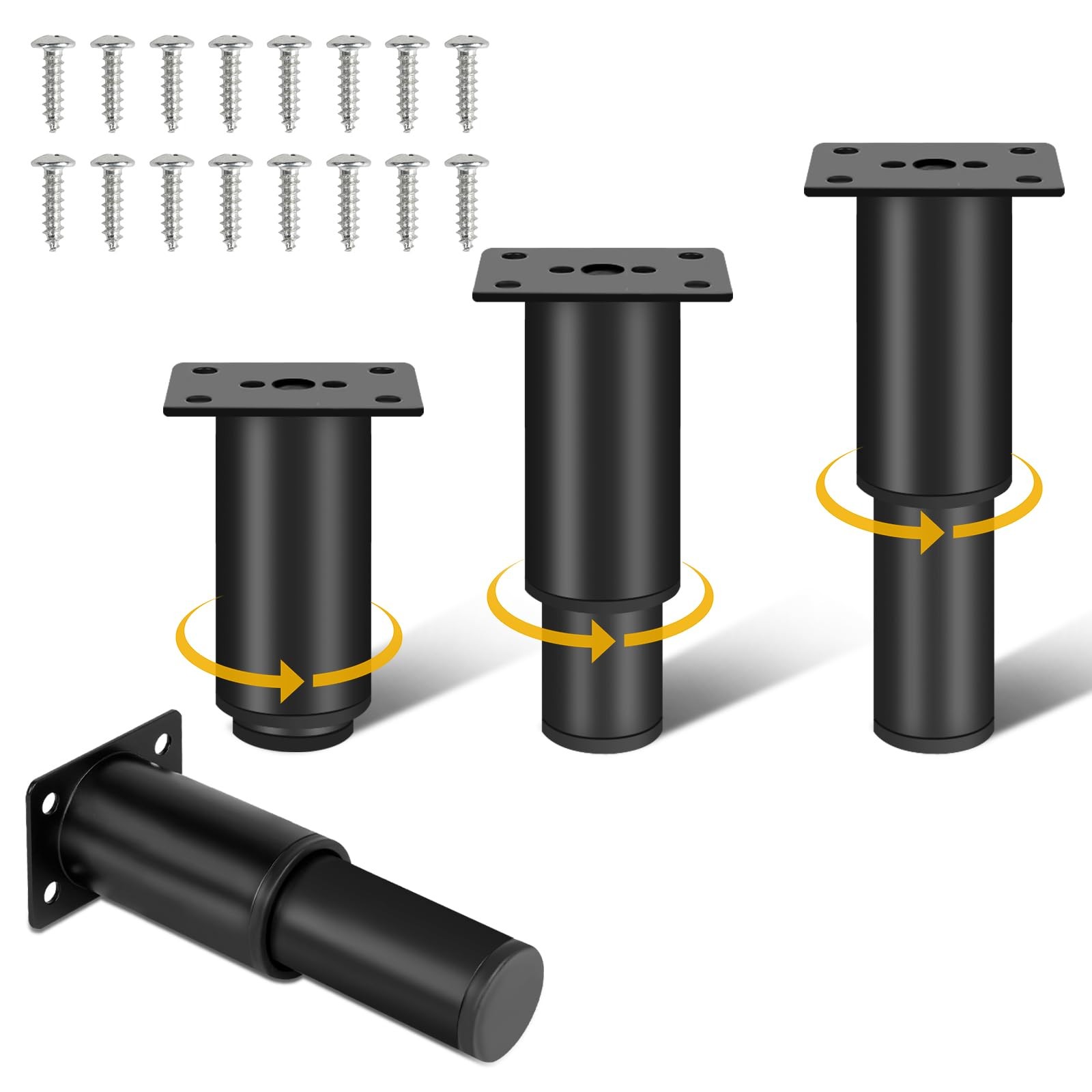 4 Piece Adjustable Height Slat Center Support Legs, Metal Furniture Legs, Per... gallery