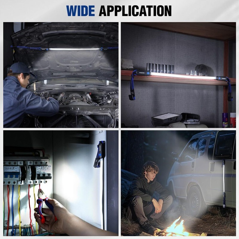 WORKPRO 200LM RechargeableUnderhood LED Work Light 25" Magnetic Long Light Bars gallery