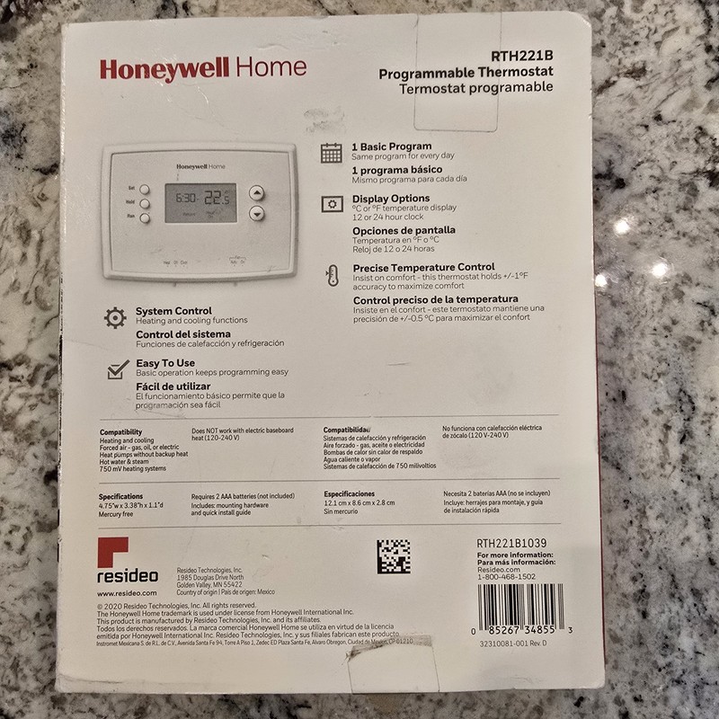 Honeywell 1-Week Programmable Thermostat (RTH221B1039)*393-18 gallery