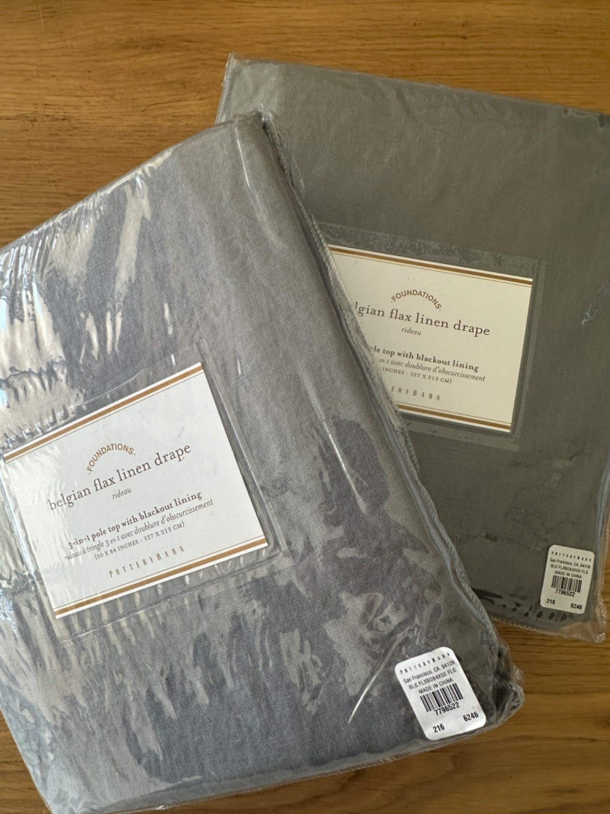 Pottery Barn Set/2 Belgian Linen Blackout Drape Curtain 50x84 Flagstone GrayNEW gallery